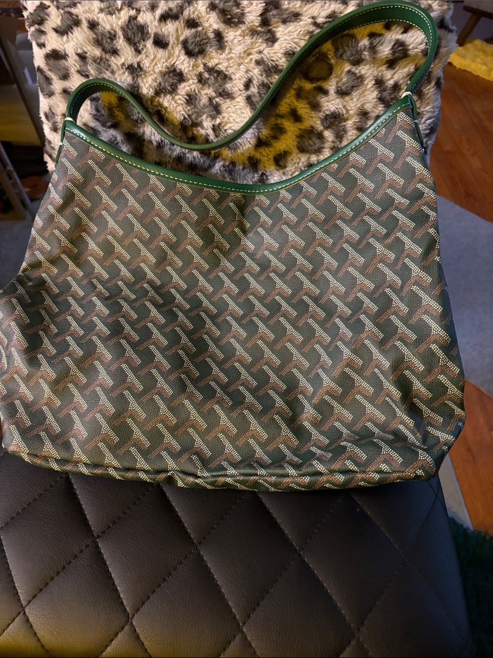 Green Patterned Shoulder Bag